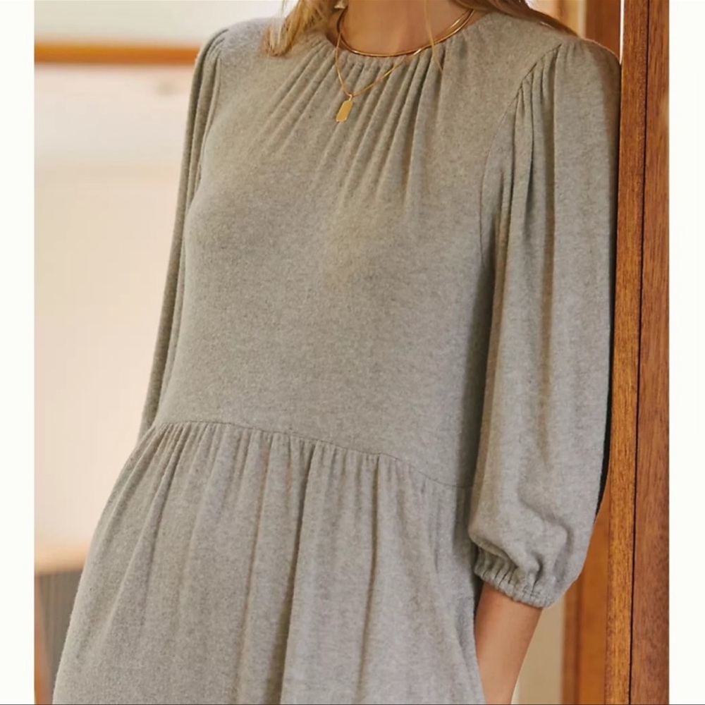 Anthropologie Puff-Sleeved Burnout Velvet Maxi Posh Dress - Picture 3 of 6